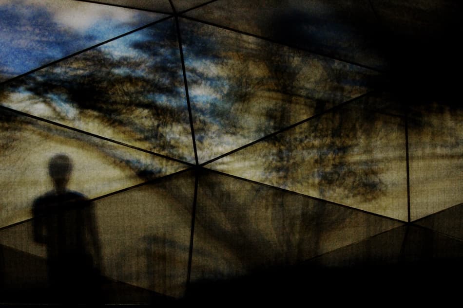Shadowed Figure Geometric Sky by Keisuke Ikeda @ blackcoffee — canvas wall art