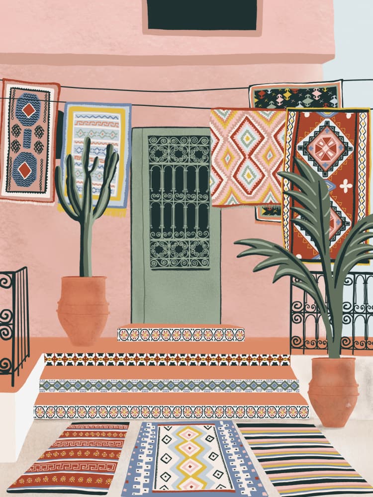 Vibrant Moroccan Courtyard by Ceyda Alasar — canvas wall art
