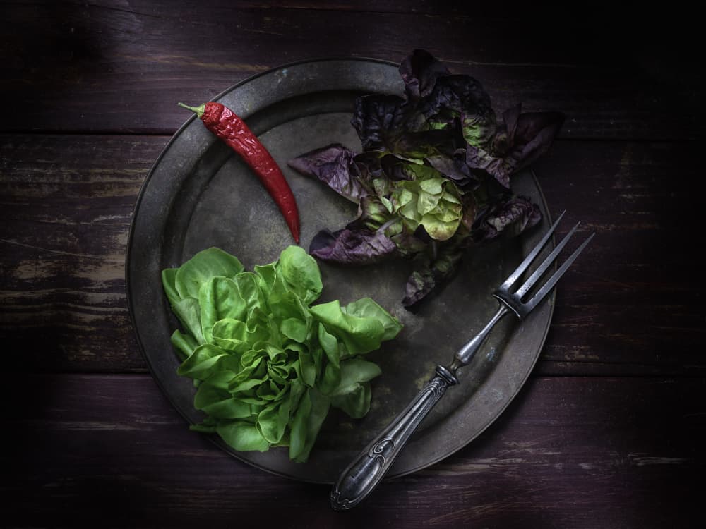 Fresh Greens Dark Plate by Vadim Kulinsky — canvas wall art