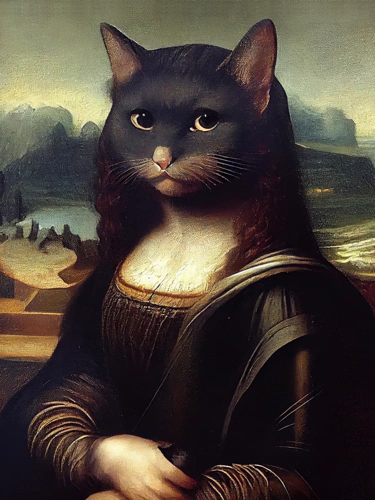 Meowlisa by Dikhotomy — canvas wall art