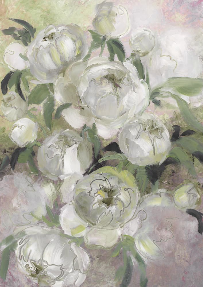 Soft White Peonies by Rosana Laiz Blursbyai — canvas wall art