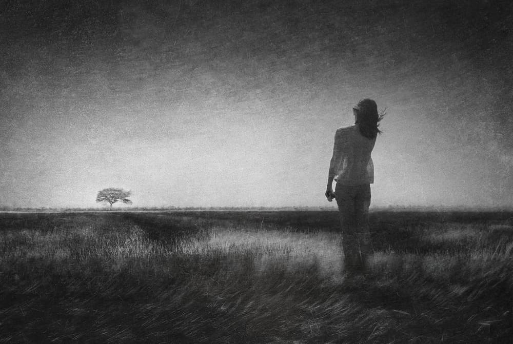 Solitary Woman Lone Tree by Ekkachai Khemkum — canvas wall art