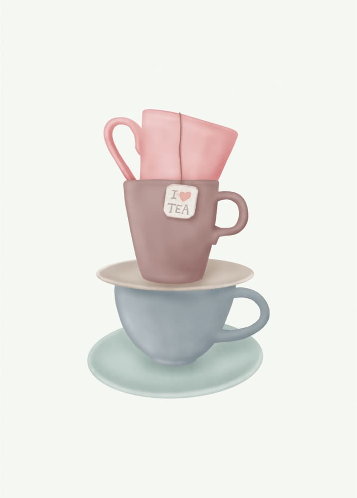 Stacked Tea Cups by Aminah Eleonora — canvas wall art