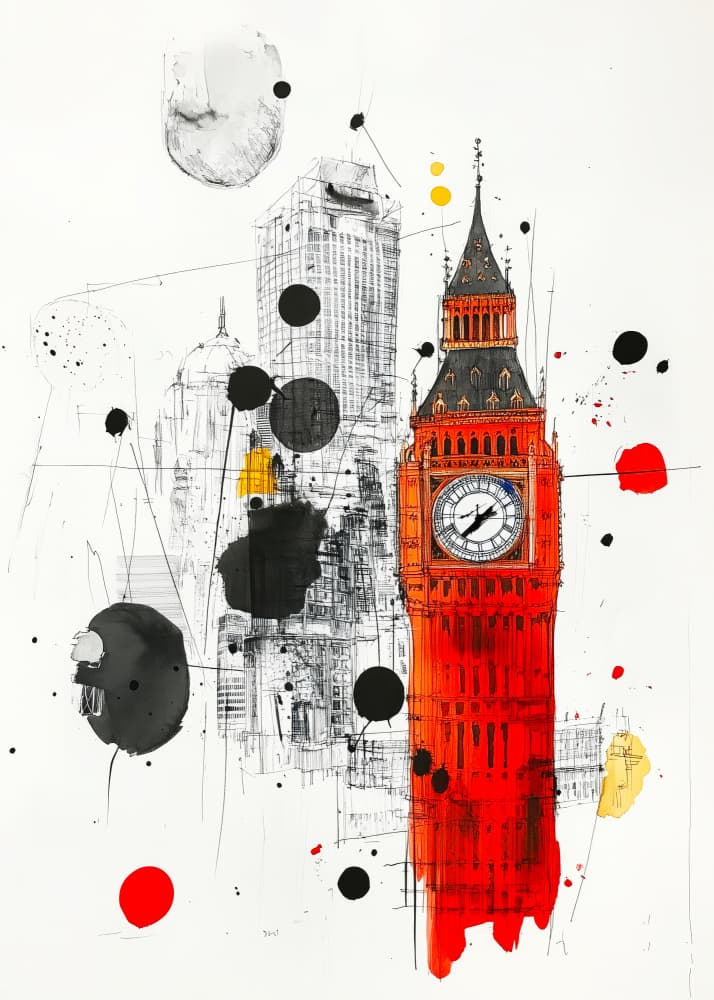 Vibrant London Big Ben by Justyna Jaszke — canvas wall art