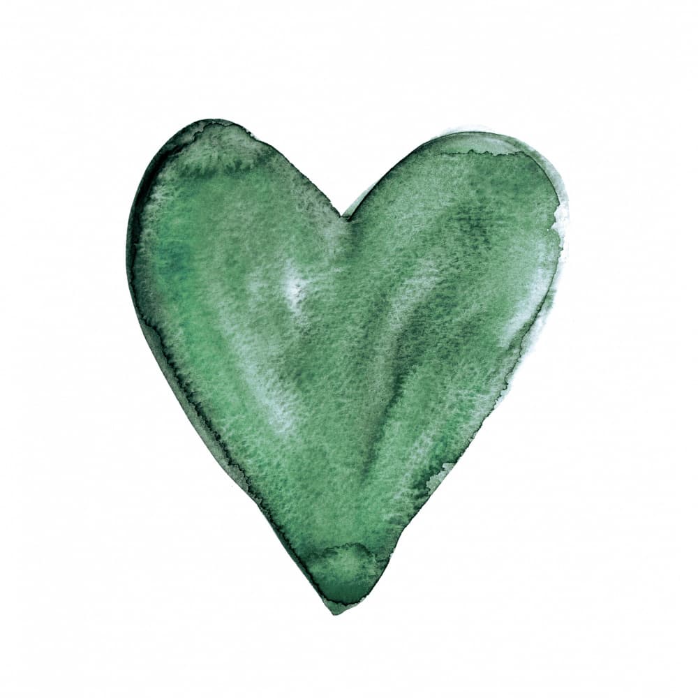 Green Watercolor Heart by EMELIEmaria — canvas wall art
