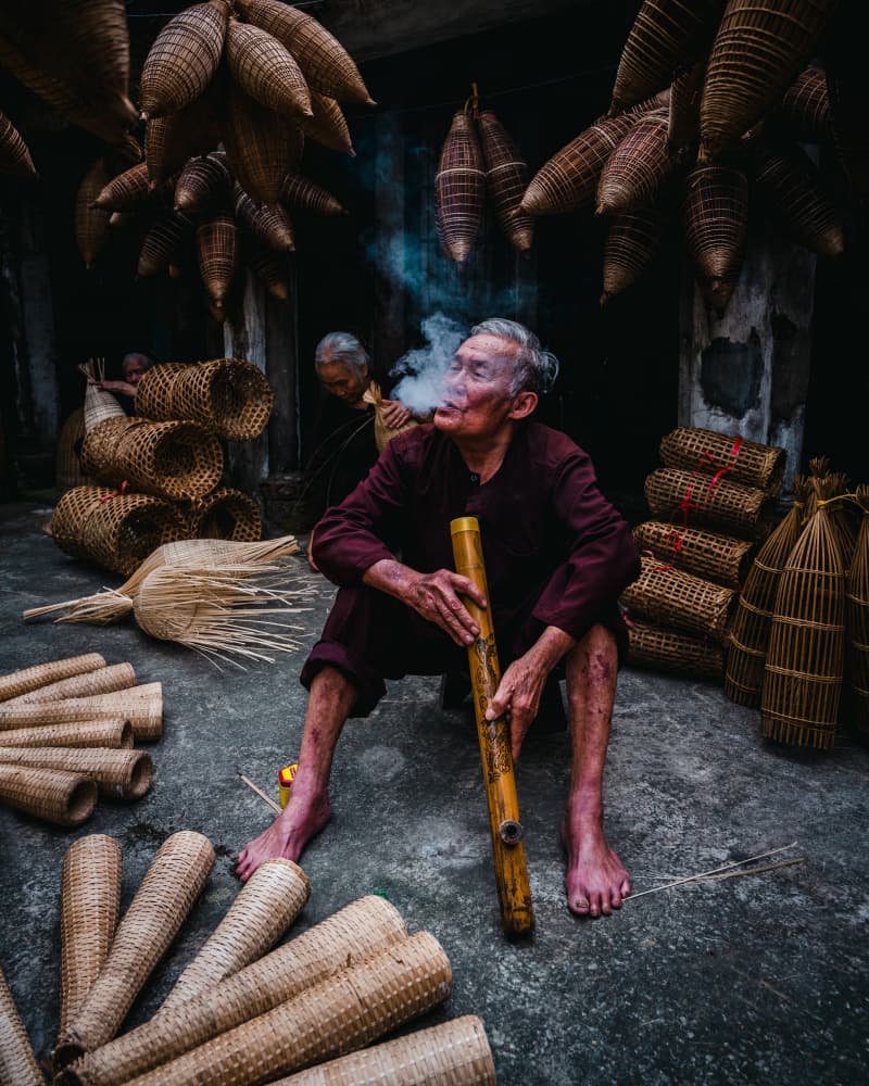 Traditional Pipe Smoker by Jyoti Prakash Sarmah — canvas wall art