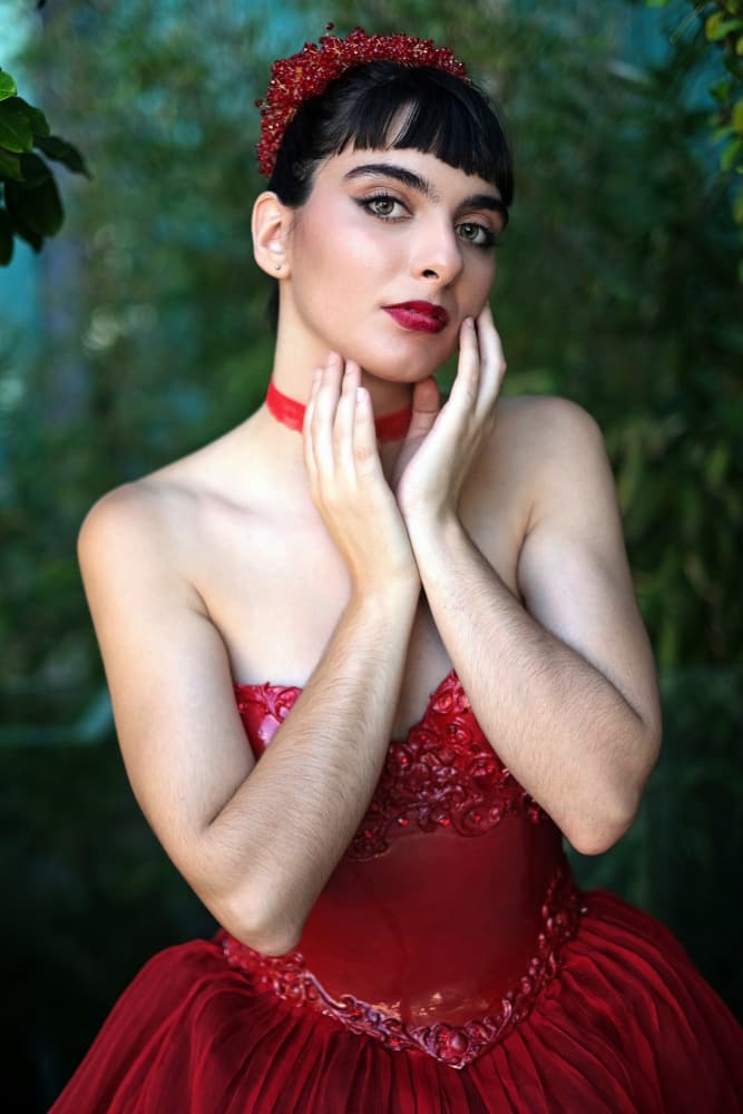 Elegant Woman in Red by Josefina Melo — canvas wall art