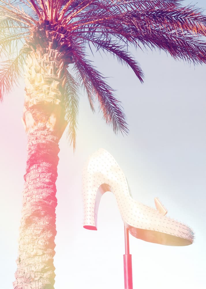 Palm Tree Glam Shoe by Pictufy Studio III — canvas wall art