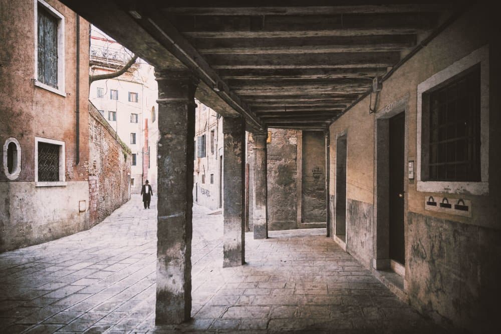 Venetian Alley Walk by Roswitha Schleicher-Schwarz — canvas wall art