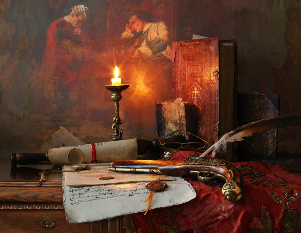 Vintage Candlelit Study by Andrey Morozov — canvas wall art