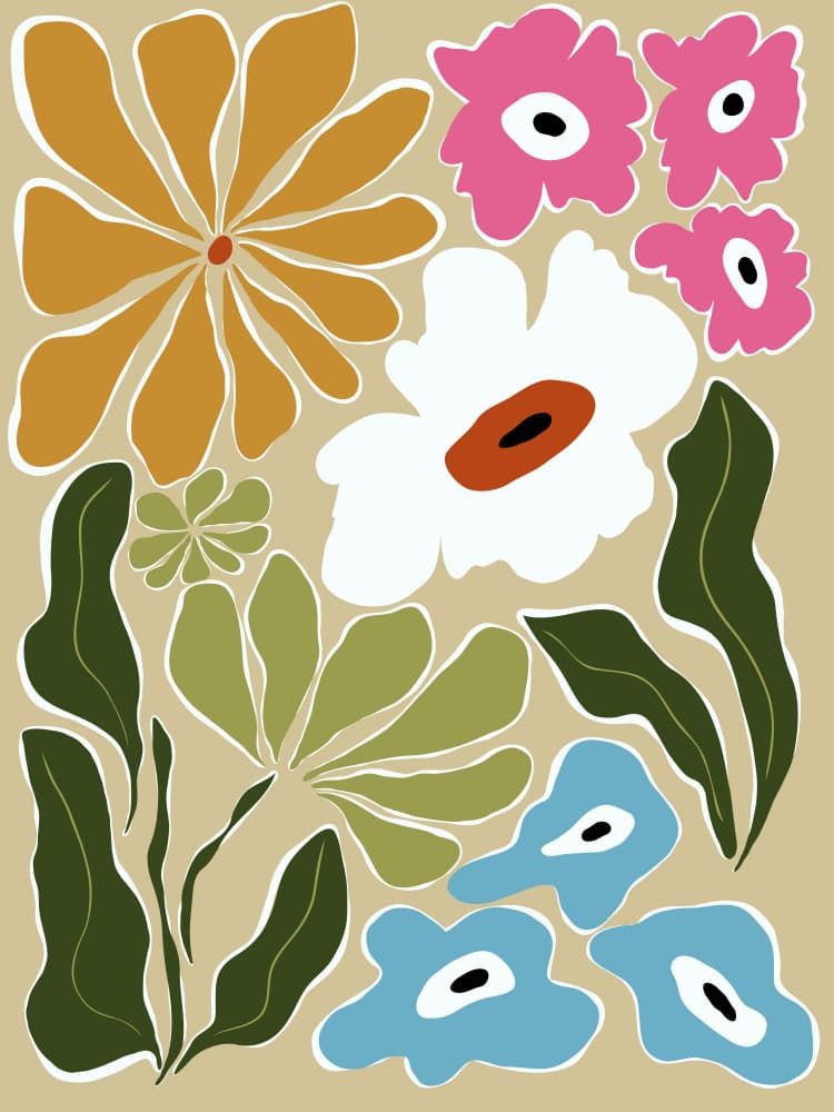 Vibrant Abstract Blooms by Miho Art Studio — canvas wall art