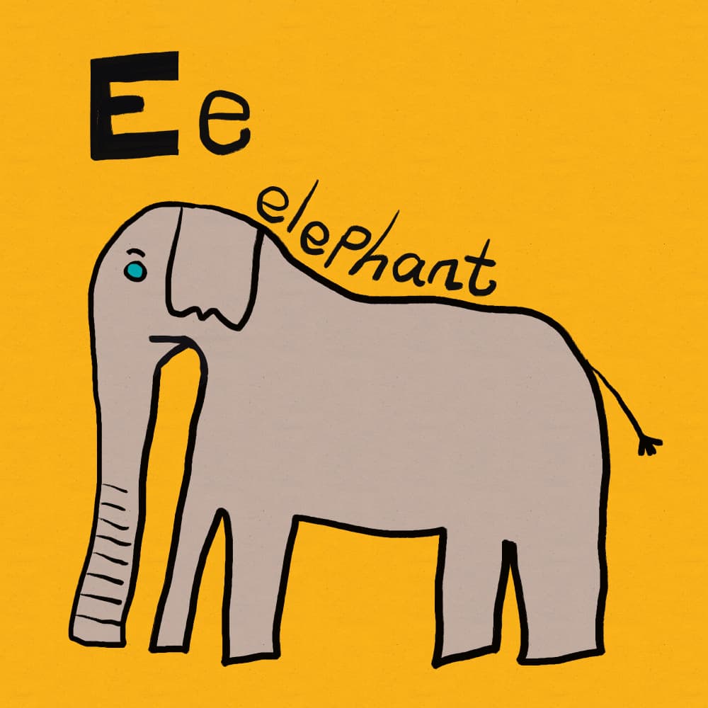 Elephant Alphabet Letter E