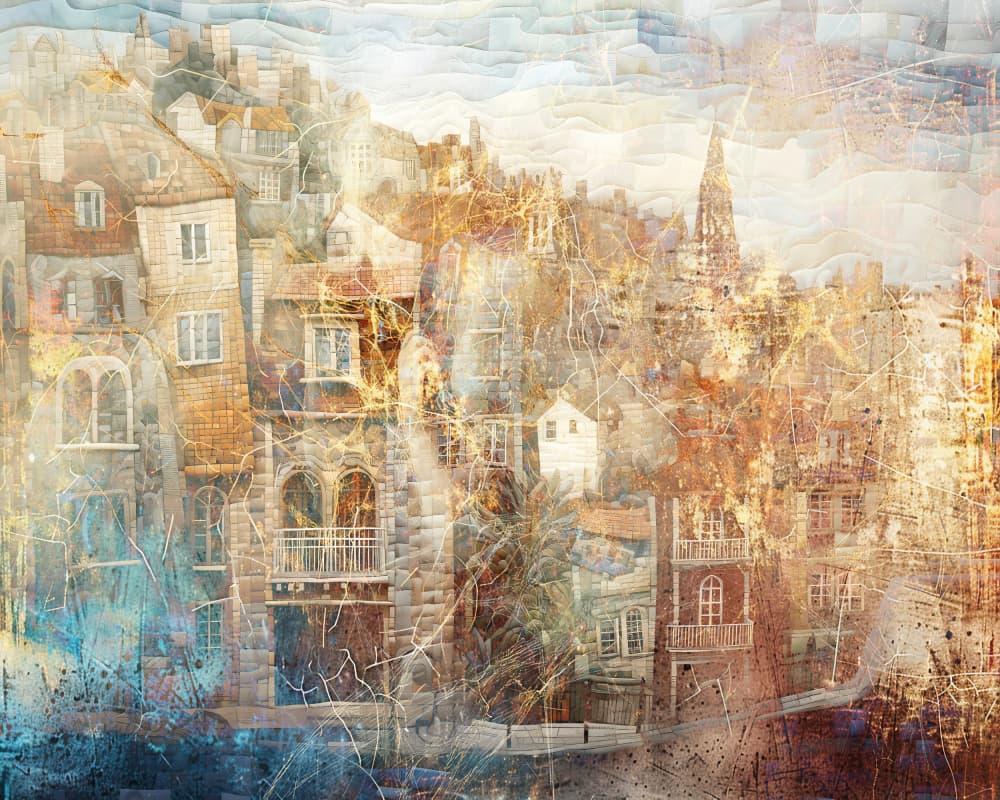 Golden Textured City by Rafal Kulik — canvas wall art