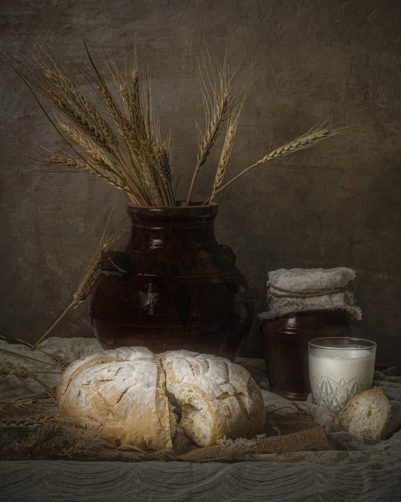 Rustic Bread and Milk by Yasmin Elsharma — canvas wall art
