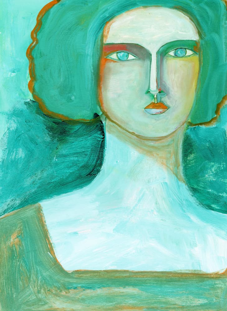 Serene Teal Woman by Sharyn Bursic — canvas wall art