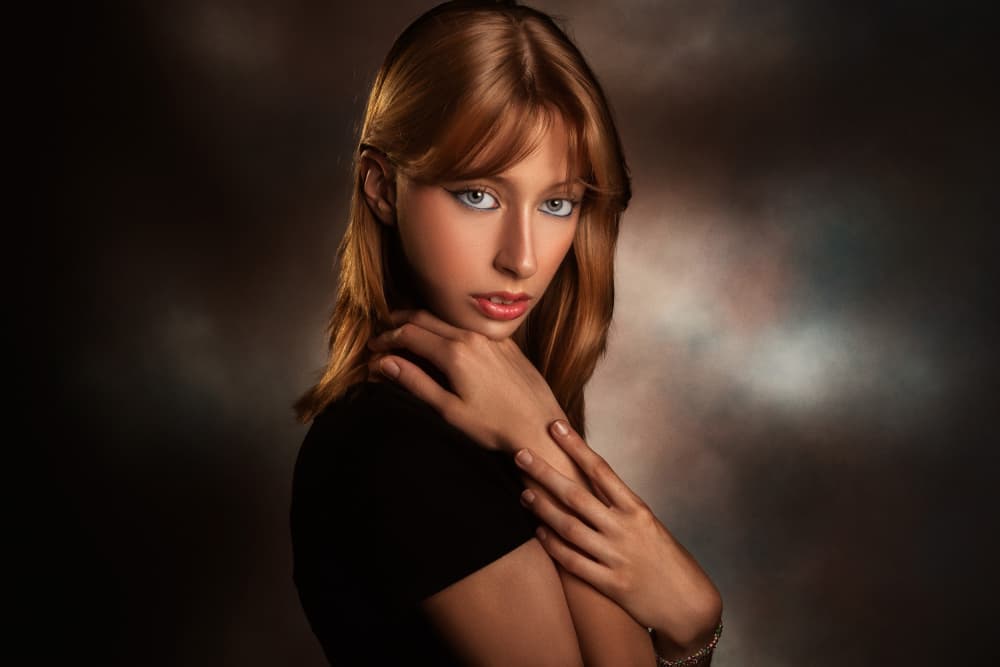 Mysterious Gaze Portrait by Peppe Tambè — canvas wall art