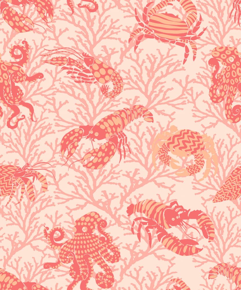 Pink Coral Sea Life by Annick — canvas wall art