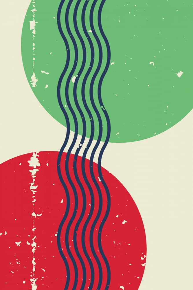 Retro Circles Wavy Lines by jay stanley — canvas wall art