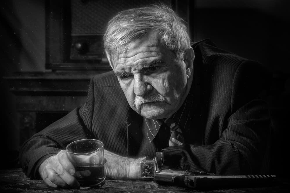 Pensive Mobster With Gun by Tom Baetsen - xlix.nl — canvas wall art