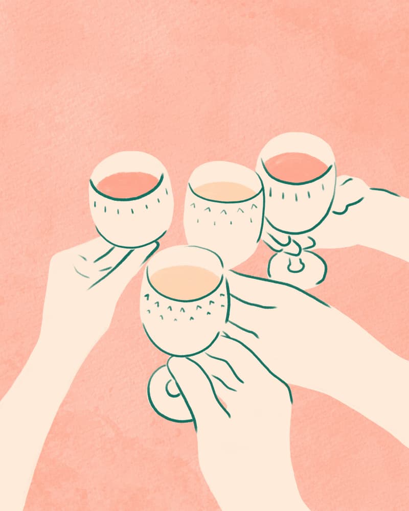 Friends Raising Glasses by Kintsugi99 — canvas wall art
