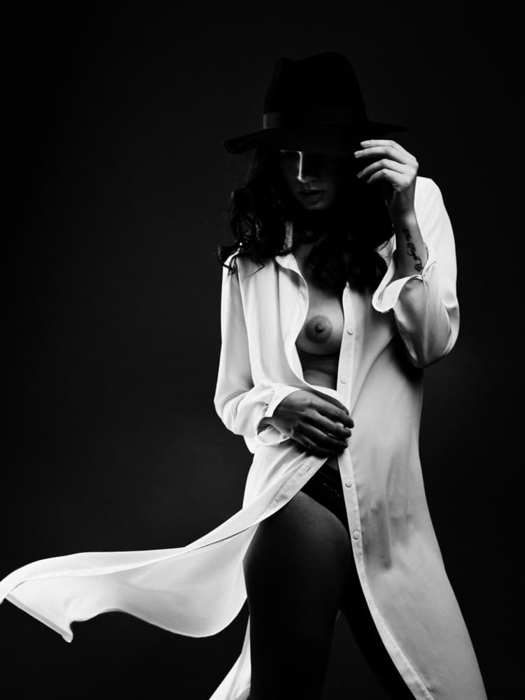 Mysterious Woman Fedora by Martin Krystynek MQEP — canvas wall art