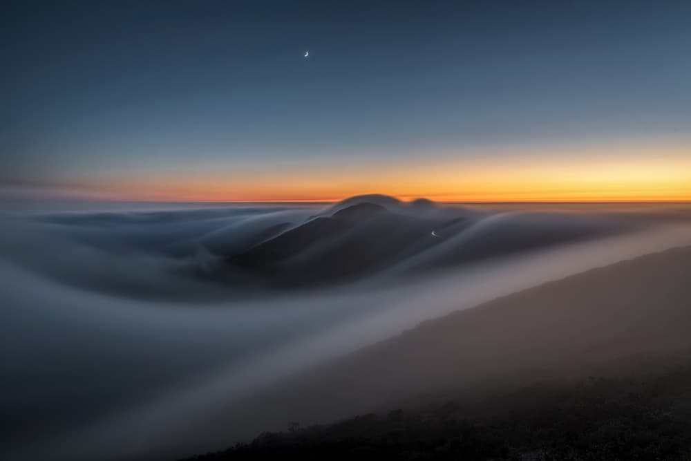Twilight Mountains Above Clouds by Chuanxu Ren — canvas wall art