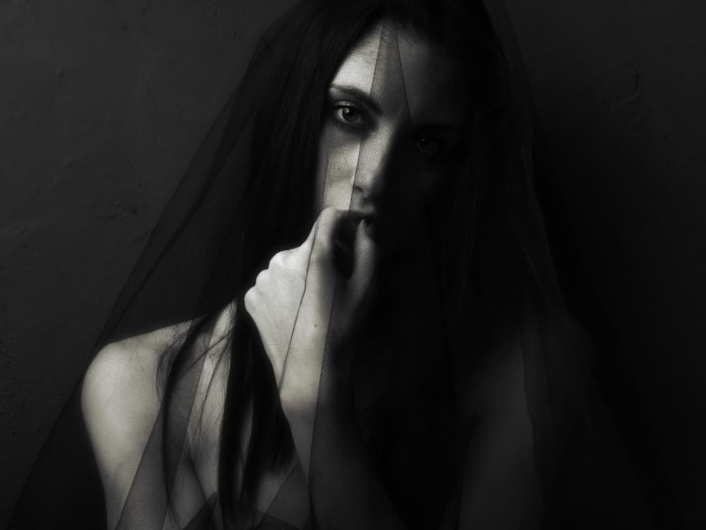 Mysterious Veiled Woman by Filippo Manini — canvas wall art