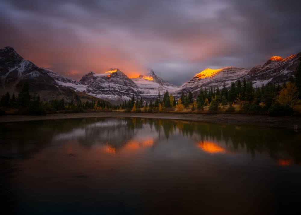 Golden Peaks Reflection by Dawn X W — canvas wall art