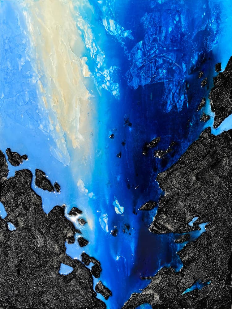 Deep Blue Coastal Abstract by Alyson Storms — canvas wall art