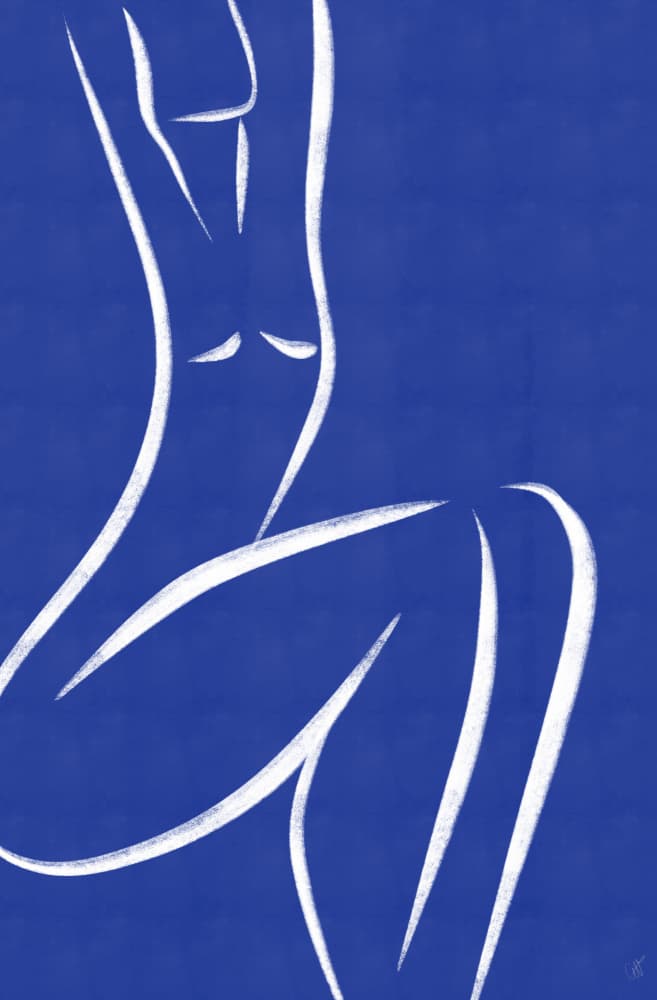 Blue Nude Figure by Anne-Marie Volfova — canvas wall art
