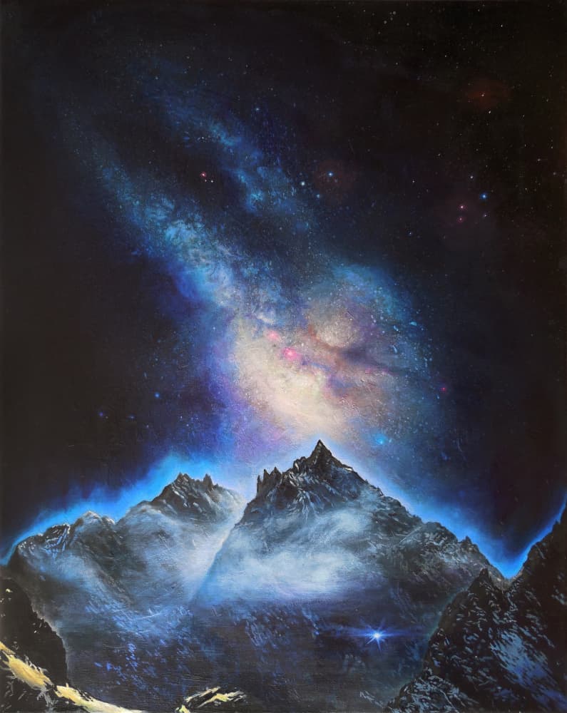 Cosmic Mountain Night by Anne Wölk — canvas wall art