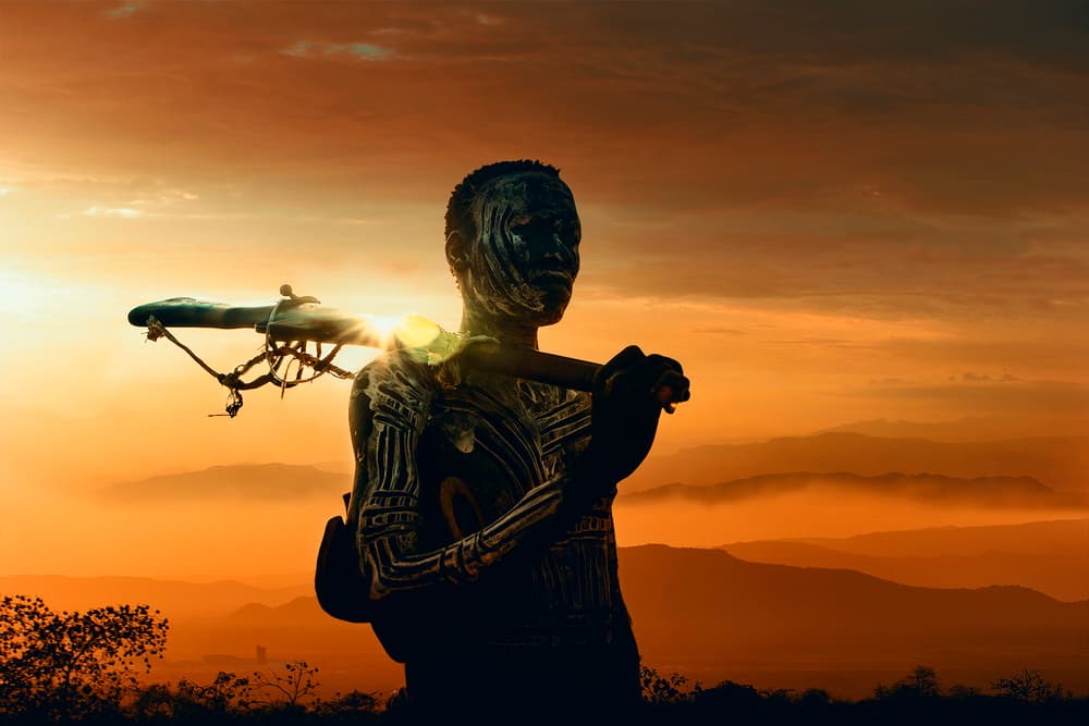 Tribal Warrior Sunset by Svetlin Yosifov — canvas wall art
