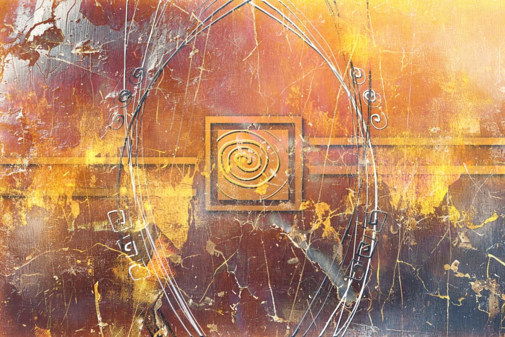 Rustic Gold Spiral Abstract by Rafal Kulik — canvas wall art