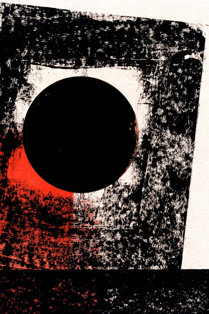 Black Circle Red Abstract by Petr Strnad — canvas wall art
