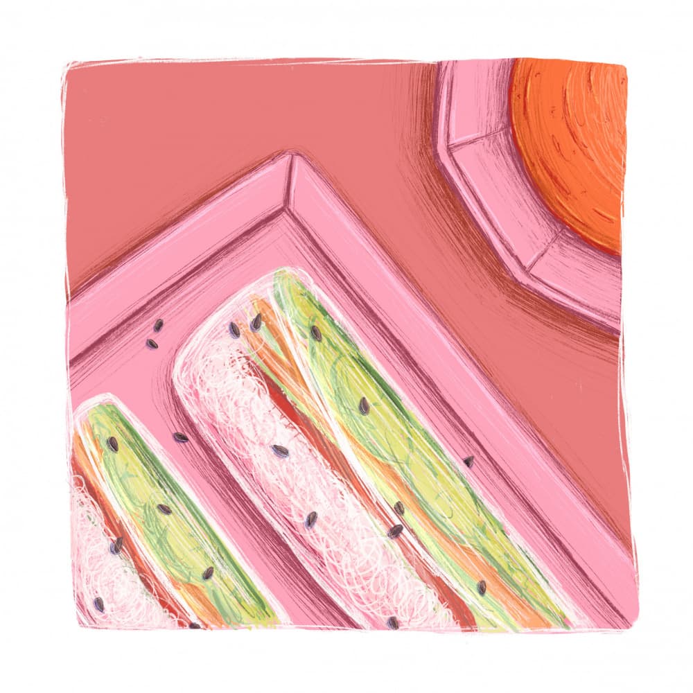 Pink Plate Fresh Rolls by Nanna Paavig — canvas wall art