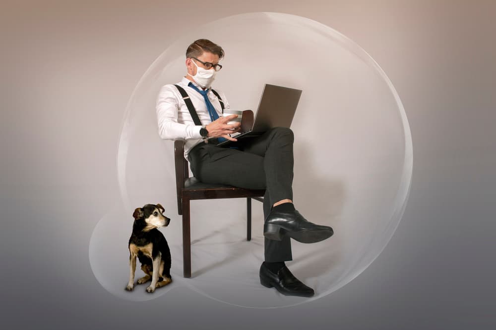 Man Working In Bubble by Christine von Diepenbroek — canvas wall art