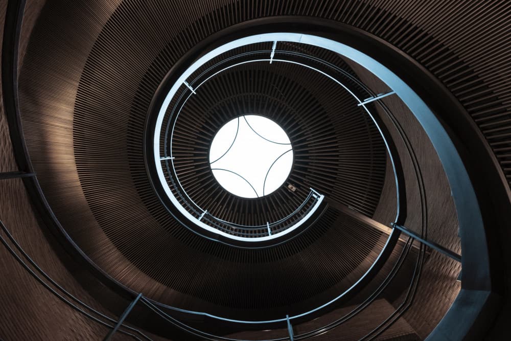 Upward Spiral Staircase by Tomoshi Hara — canvas wall art