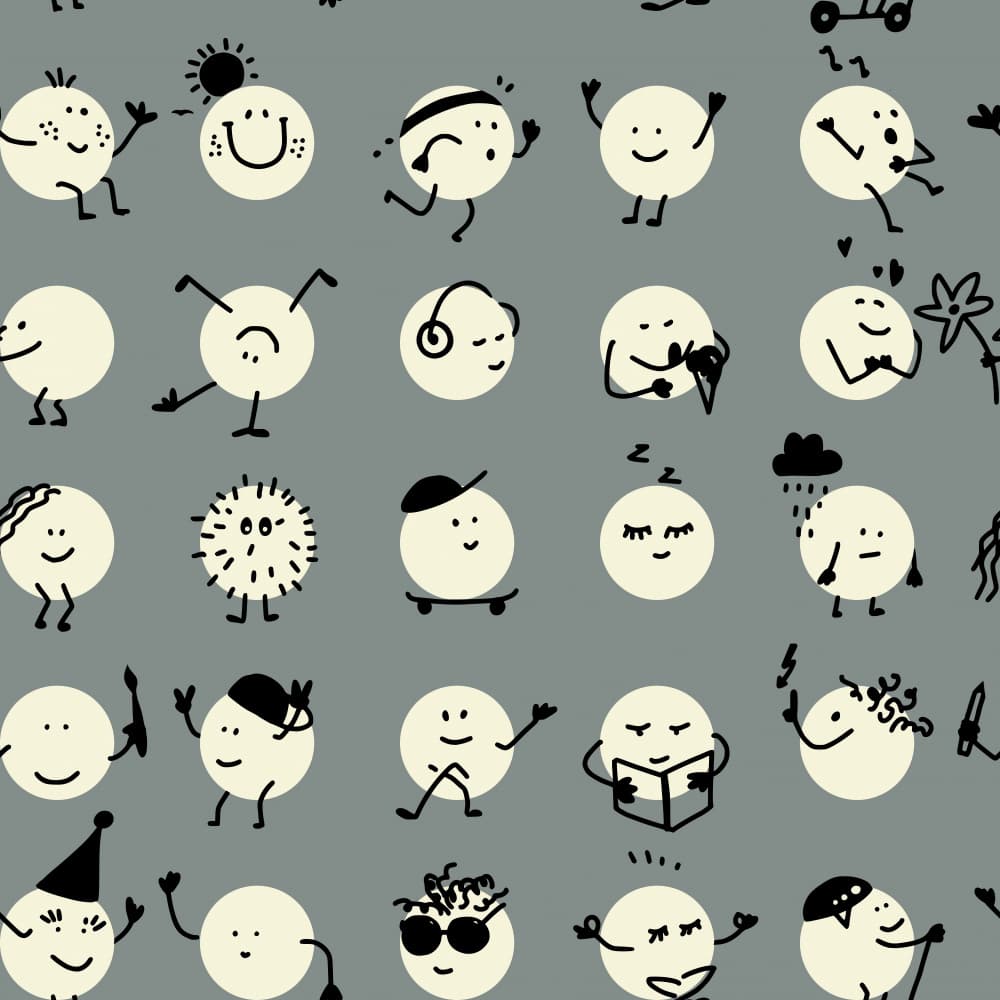 Happy Doodle Characters by Annick — canvas wall art