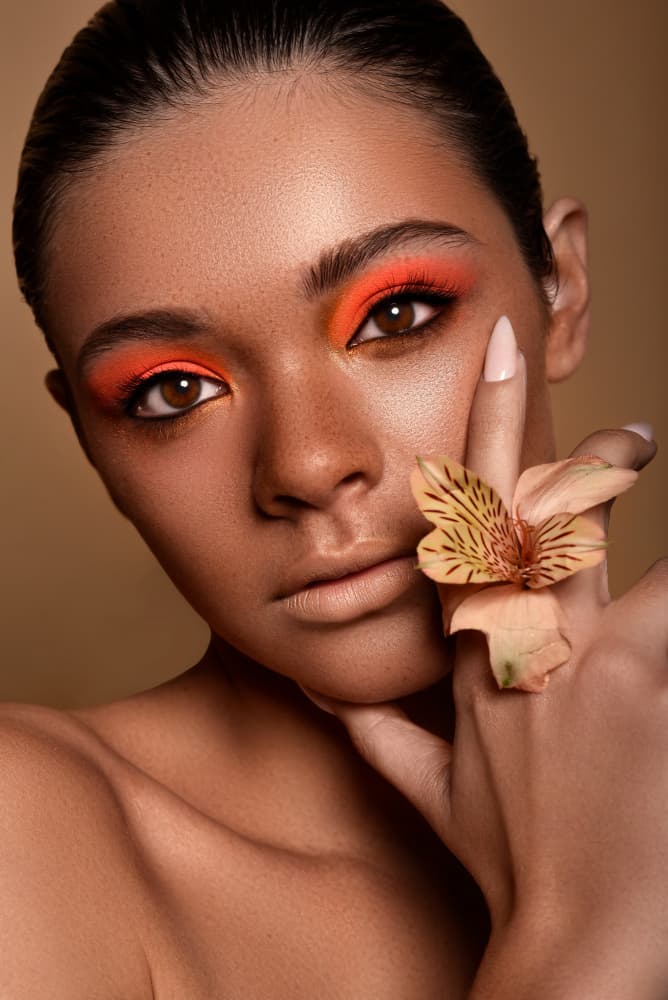 Orange Eyes Tropical Bloom by Yoni Amar — canvas wall art