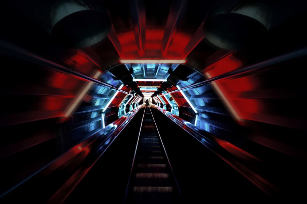 Futuristic Light Tunnel by Jorge Pimenta — canvas wall art