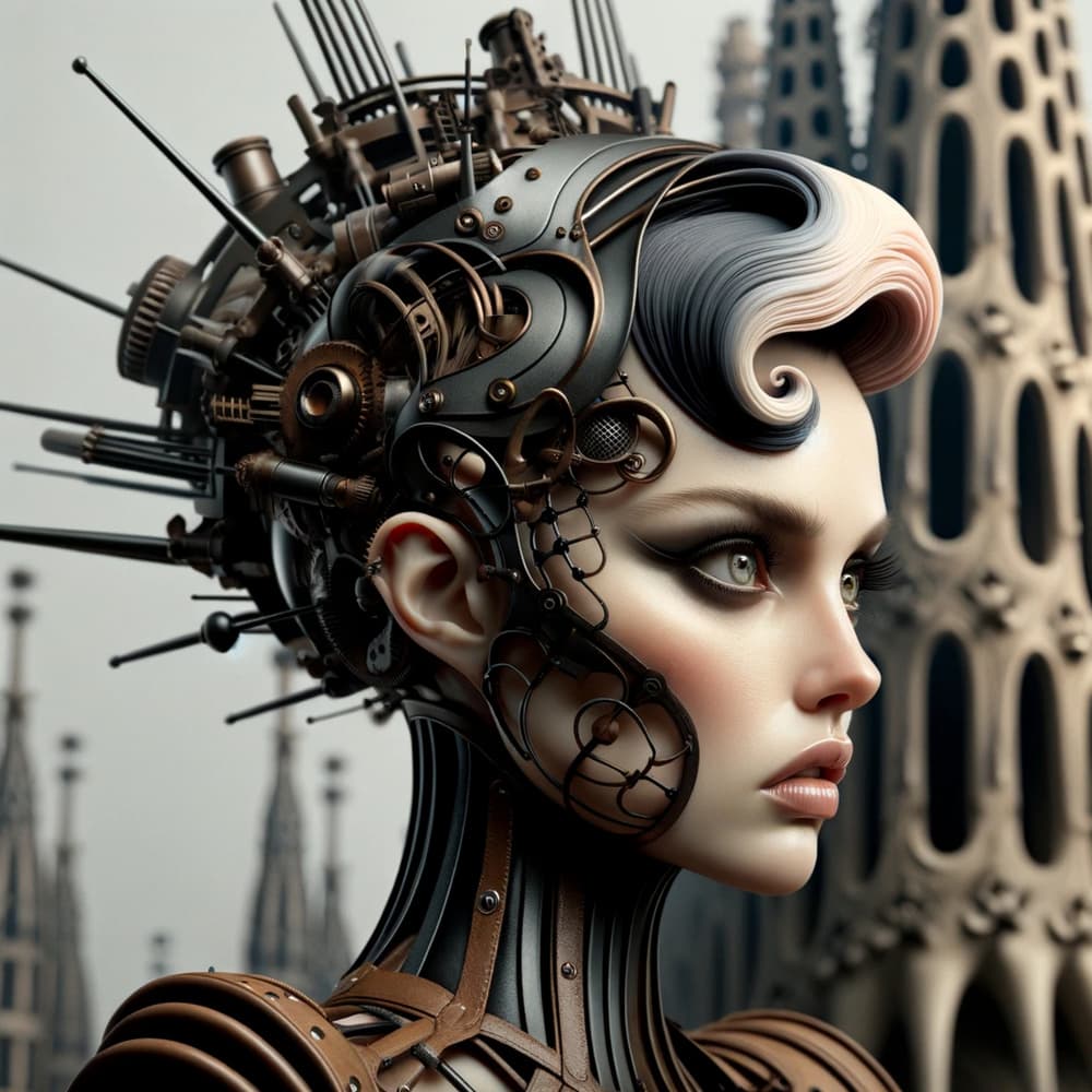 Steampunk Cyborg Woman by David Galan — canvas wall art