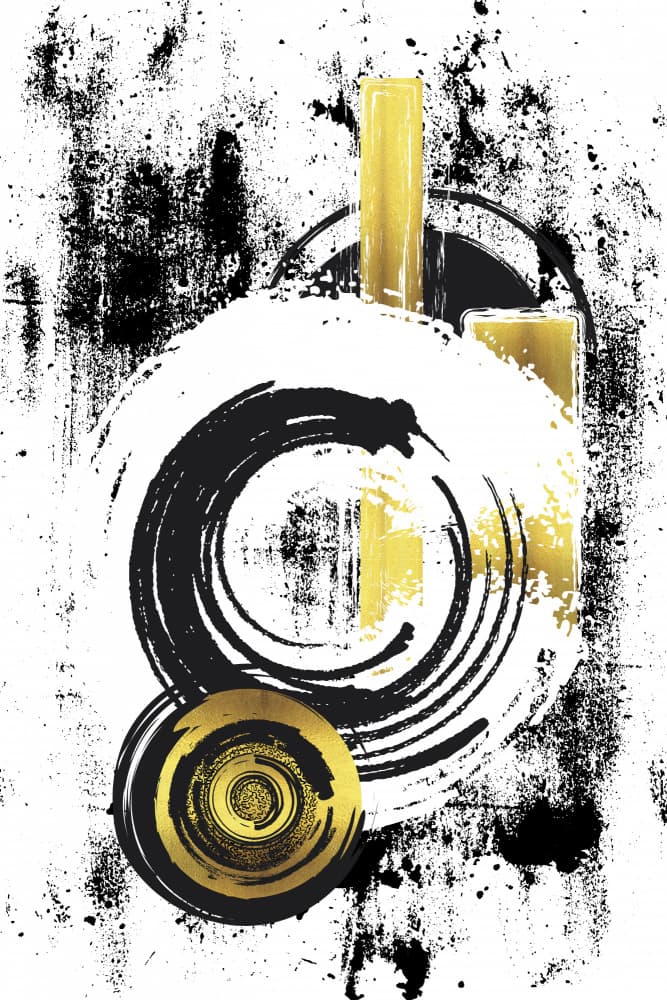 Abstract Black Gold Enso by Melanie Viola — canvas wall art