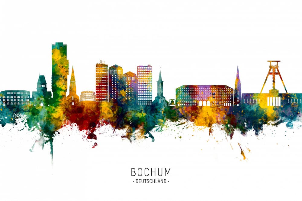 Vibrant Bochum Skyline by Michael Tompsett — canvas wall art