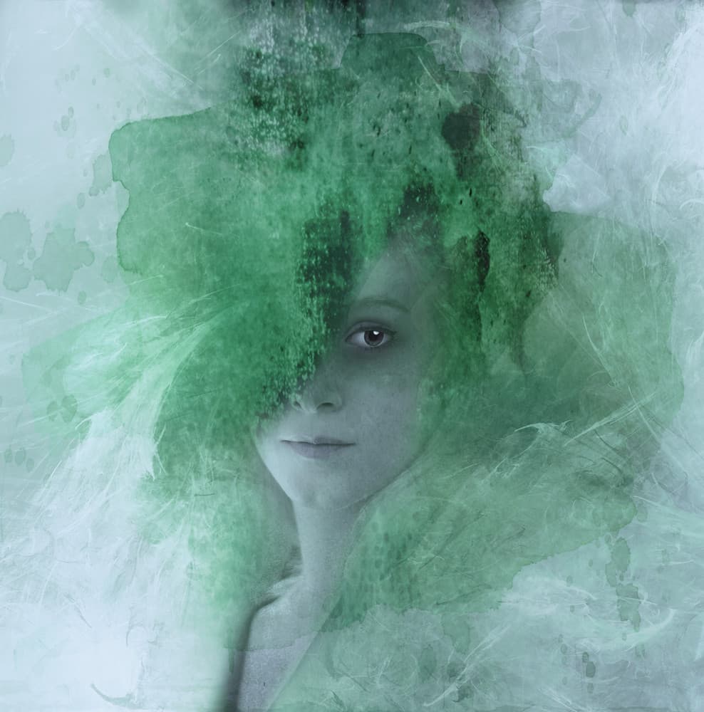 Ethereal Green Portrait by Natalia — canvas wall art