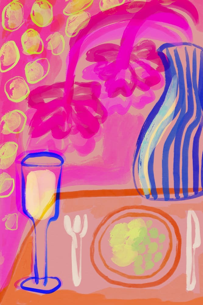 Vibrant Table Scene by Treechild — canvas wall art