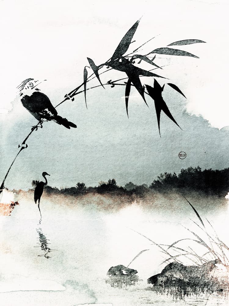 Misty Bamboo Morning by Treechild — canvas wall art