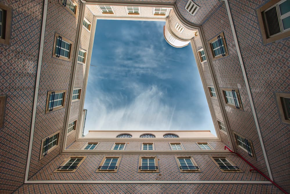 Tiled Courtyard Sky by Eugenio Pastor Benjumeda — canvas wall art