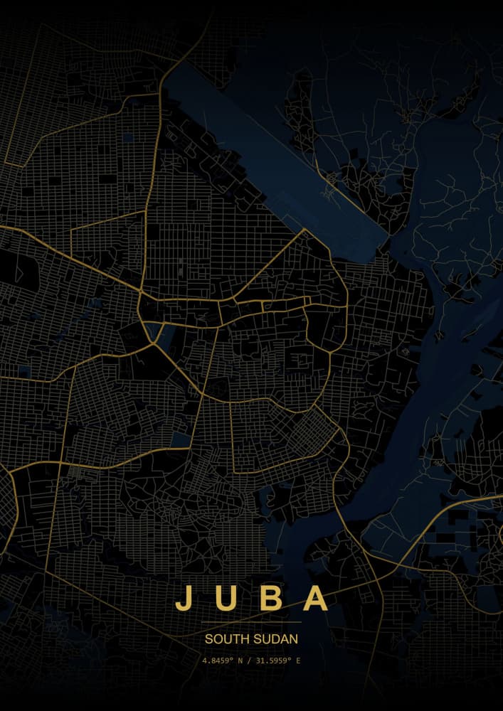 Juba Night Map by HUGO — canvas wall art