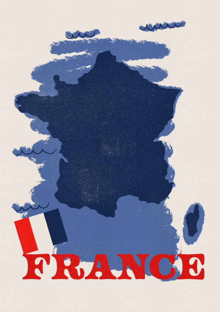 Vintage France Map by Nicholas — canvas wall art