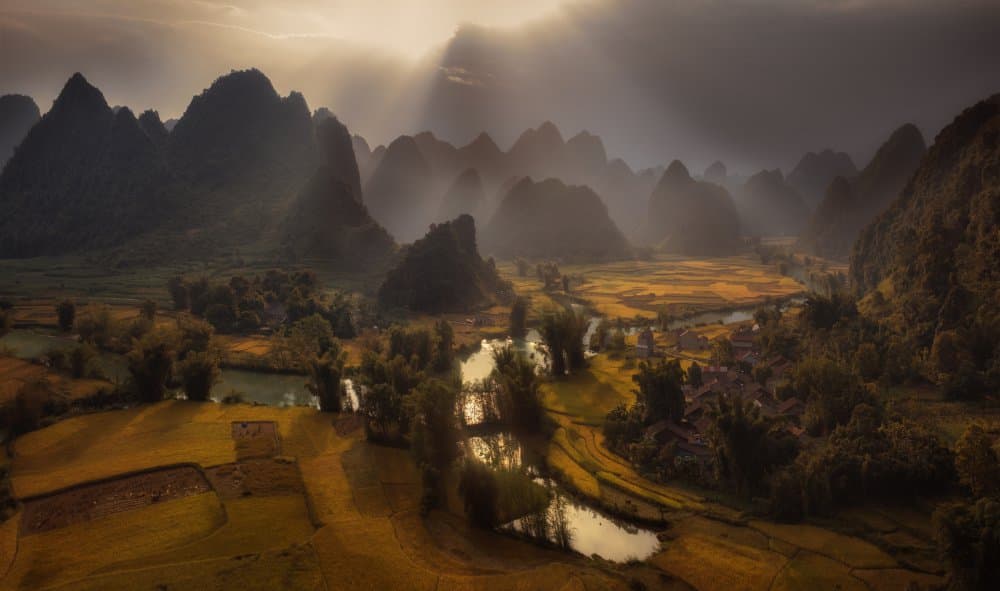 Golden Valley Sun Rays by Siarhei Mikhaliuk * — canvas wall art